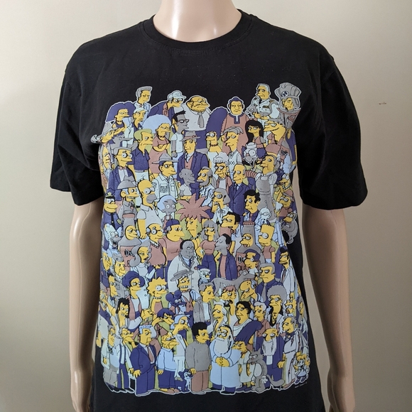 Simpsons full characters college with Glow in the Dark Homer tshirt, men's small - Picture 2 of 2